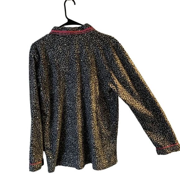 Pre Owned Women’s Celestial Dreams Sleep Lounge Button Up Shirt Cheetah Print Lg - Picture 8 of 11